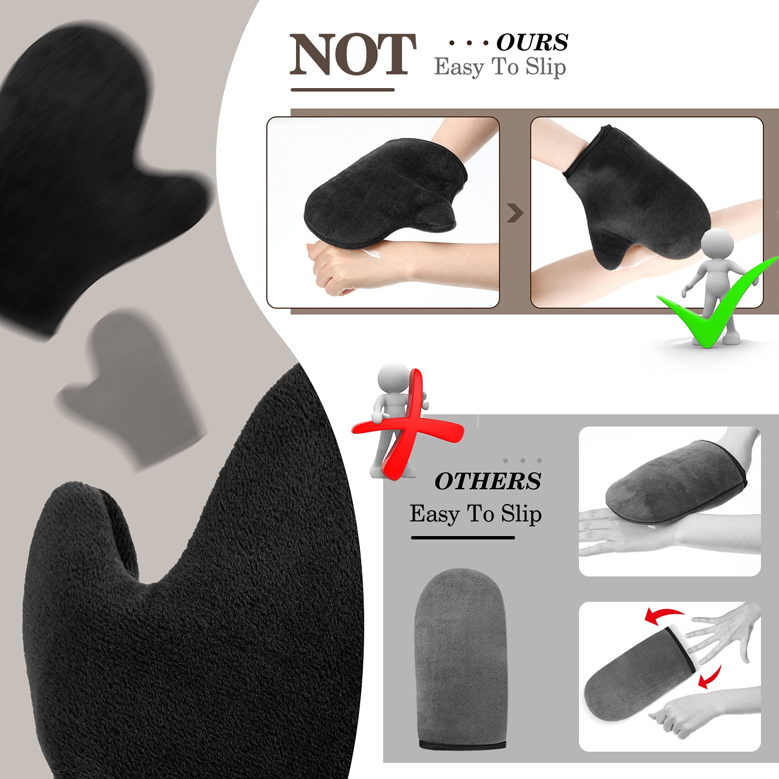 SATINIOR mitt applying lotion on arm for even, streak-free coverage