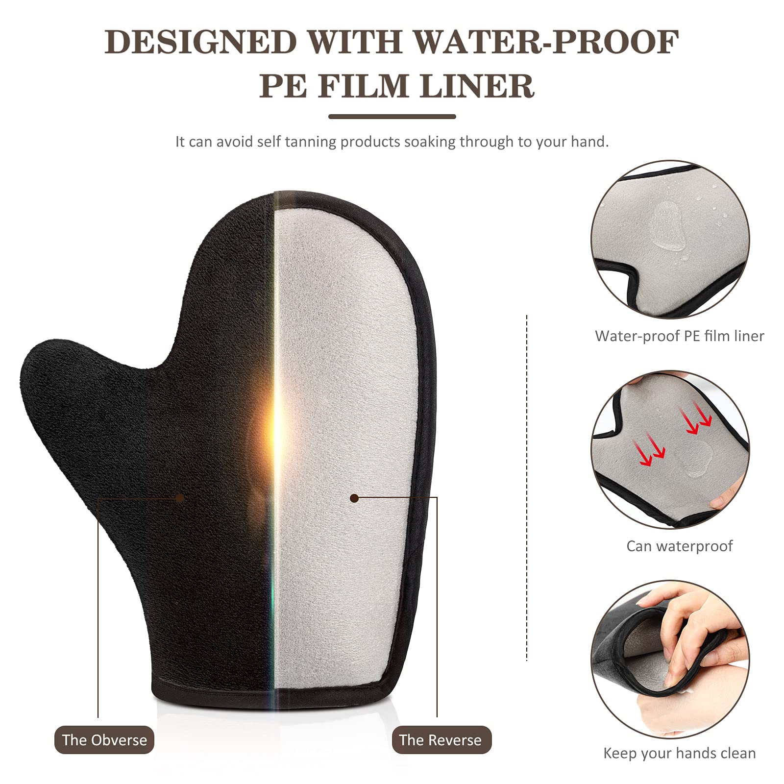 SATINIOR mitt next to adult hand showing standard size and comfortable fit