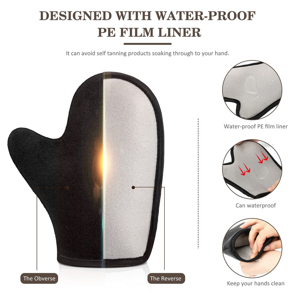 SATINIOR mitt next to adult hand showing standard size and comfortable fit