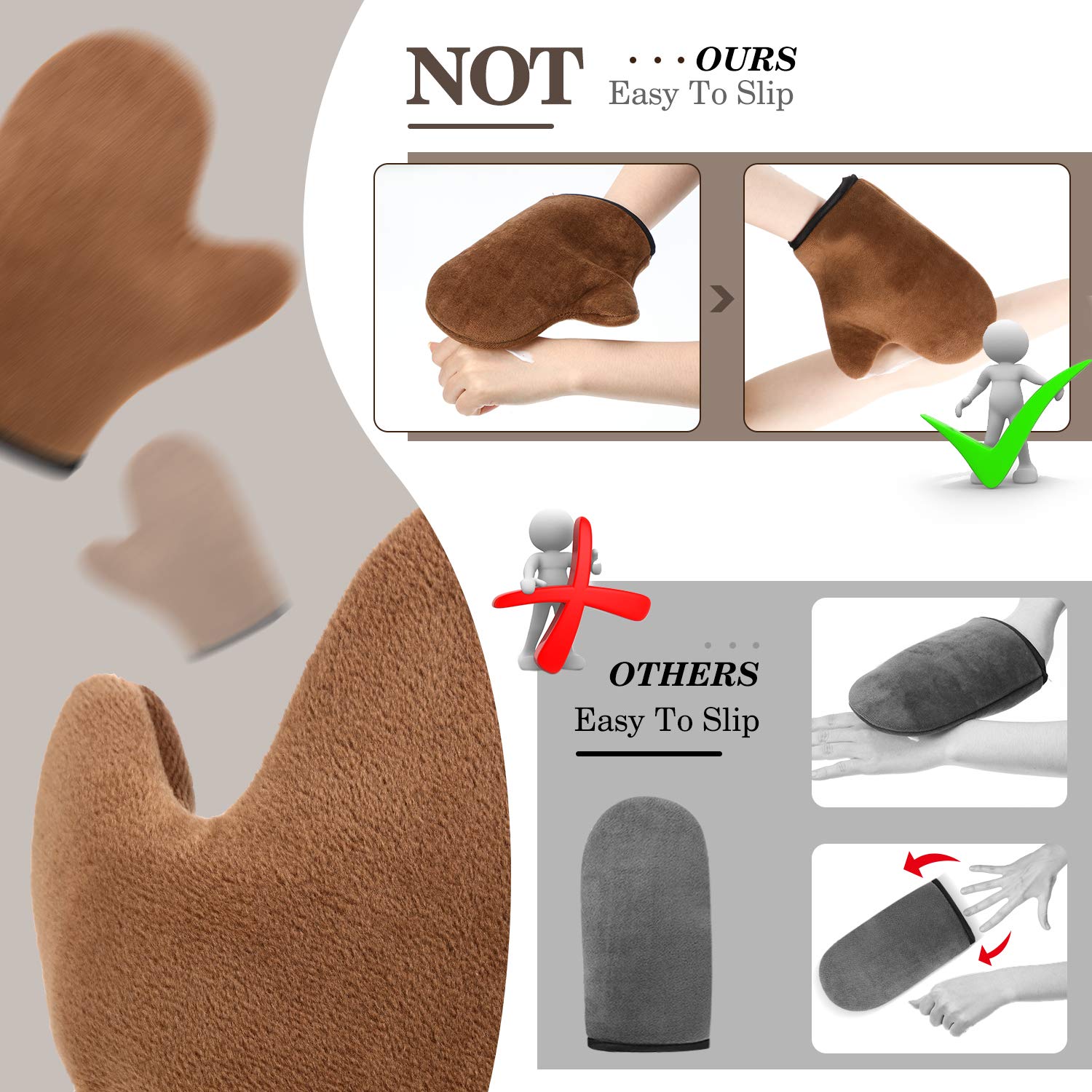 SATINIOR mitt next to hand for scale showing comfortable fit and thumbed control