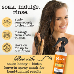 SAUCE BEAUTY applying conditioner to curls for frizz control