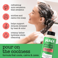 SAUCE BEAUTY creamy mint lather closeup for hydrating cleansing benefit