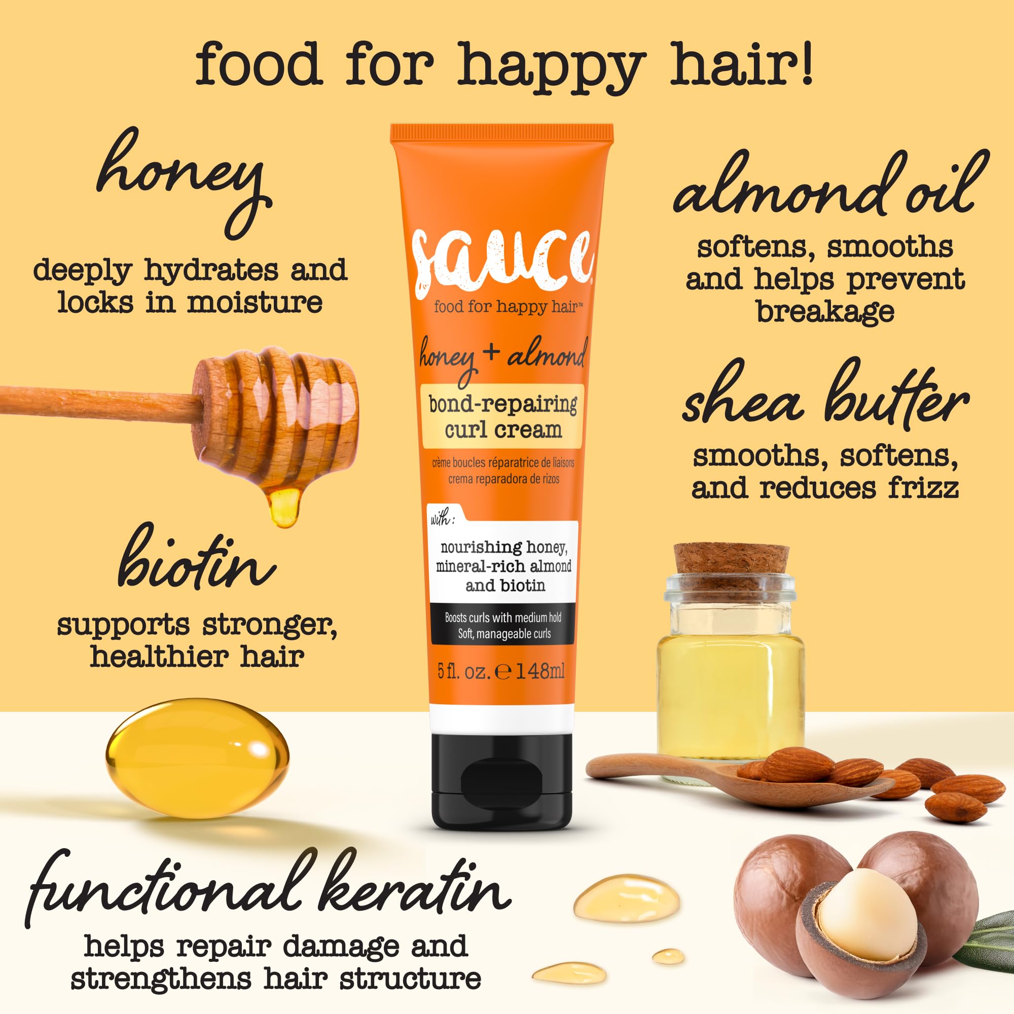 SAUCE BEAUTY applied to curly hair showing defined frizz-free curls