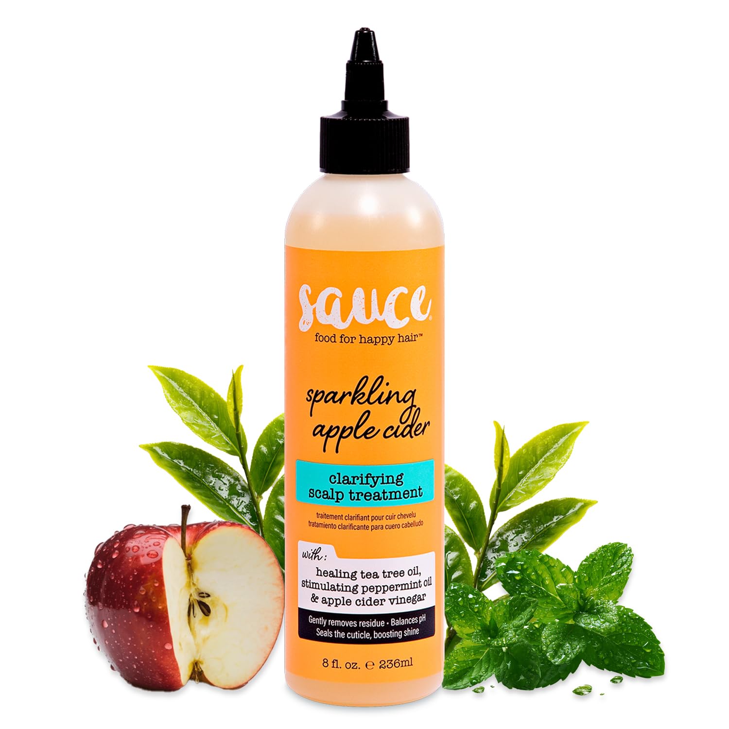 SAUCE BEAUTY front bottle showing product and clear labeling for easy recognition and use