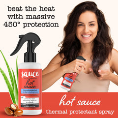 SAUCE BEAUTY spray nozzle close-up producing fine mist for even coverage