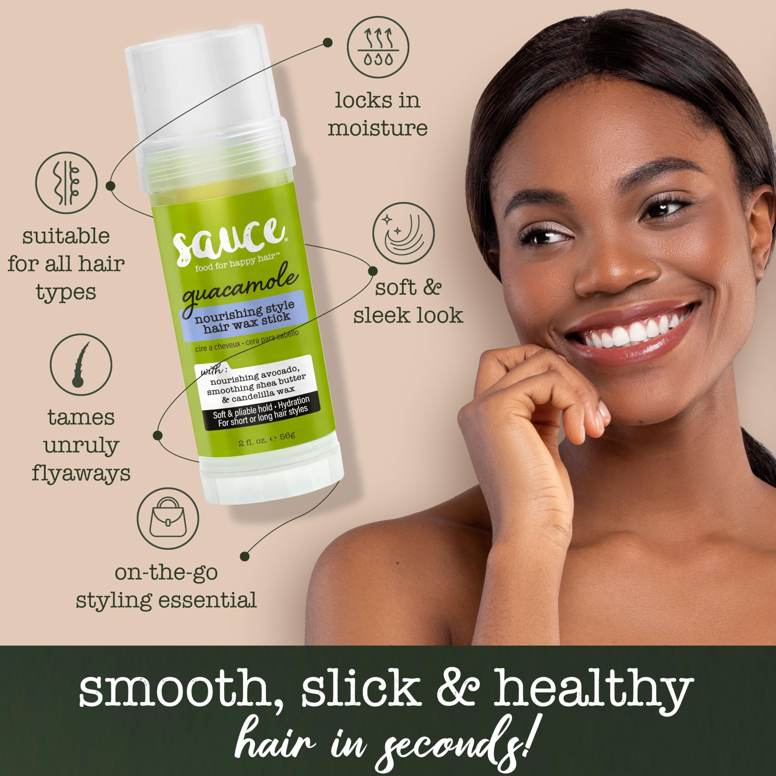SAUCE BEAUTY open stick close-up of texture and smooth finish benefit: glide-on application