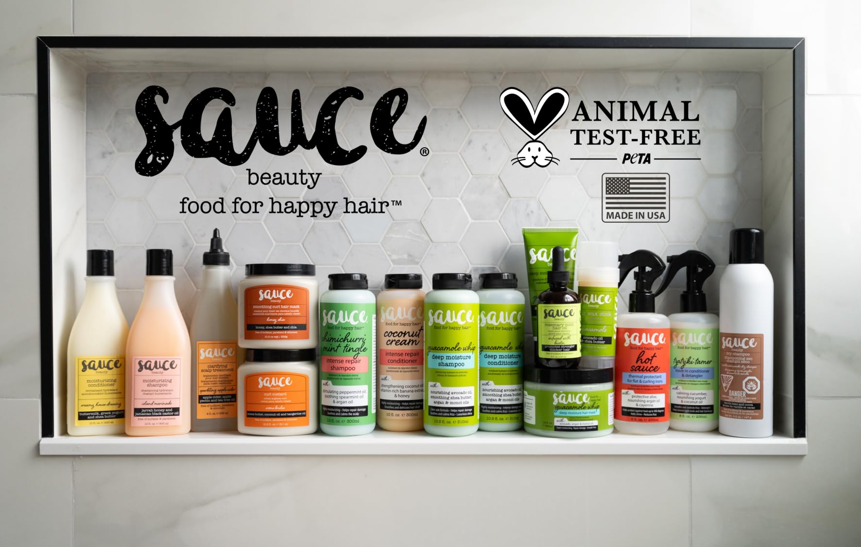 SAUCE BEAUTY shampoo next to conditioner showing routine pairing benefits