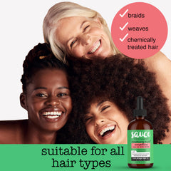 SAUCE BEAUTY massaging oil into scalp to refresh and invigorate the scalp
