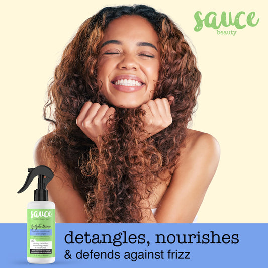 SAUCE BEAUTY mist spraying from nozzle showing ease of application and even coverage