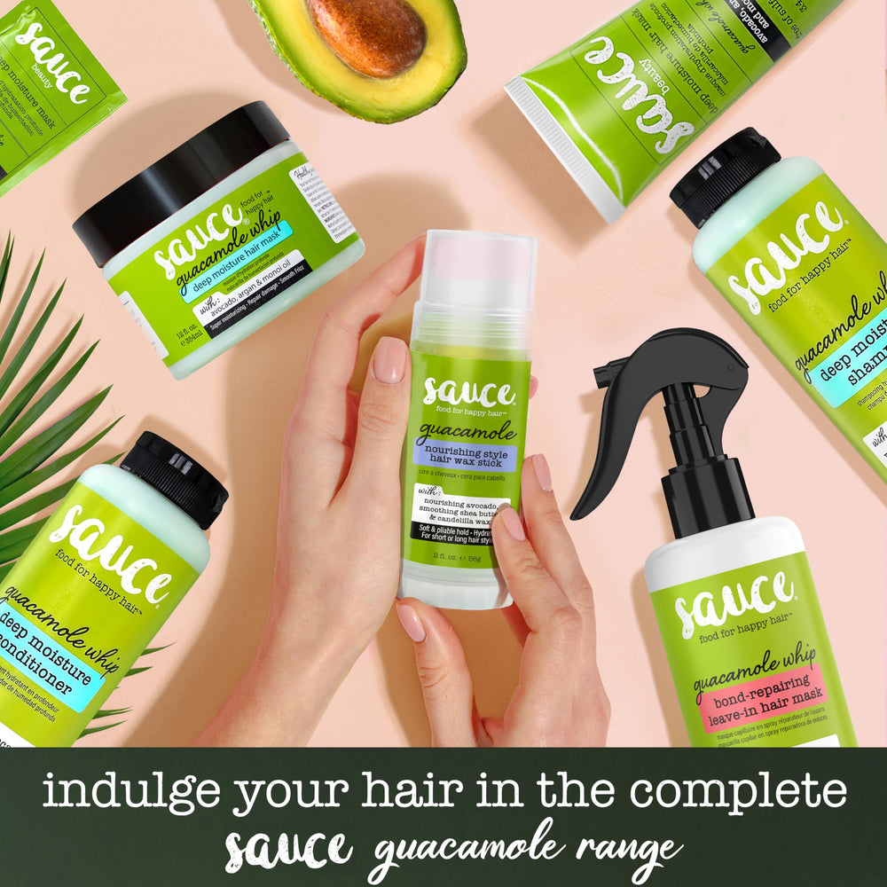 SAUCE before and after hair strands showing smoother, shinier visible improvement