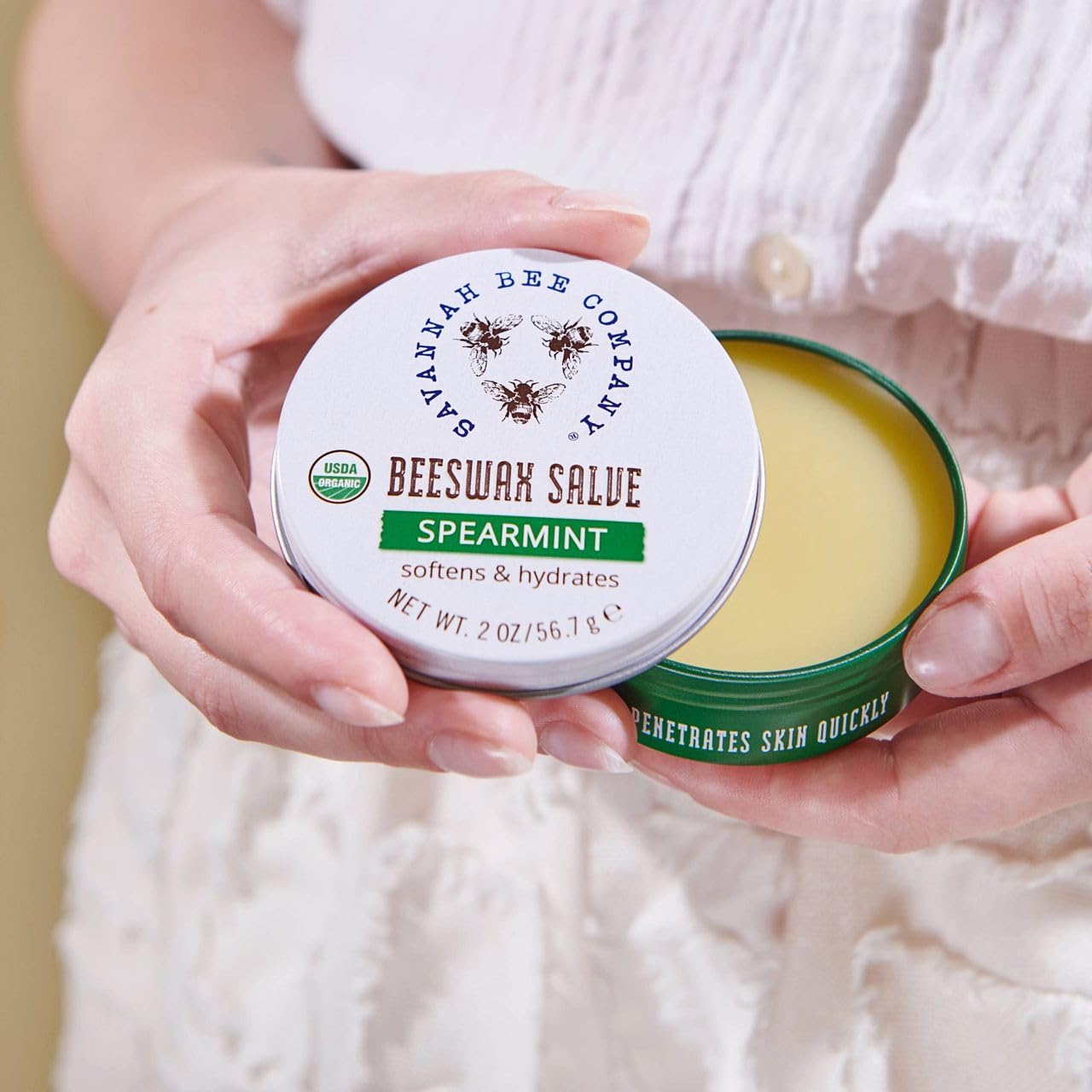 Savannah Bee Company close-up of beeswax texture highlighting natural ingredient benefits