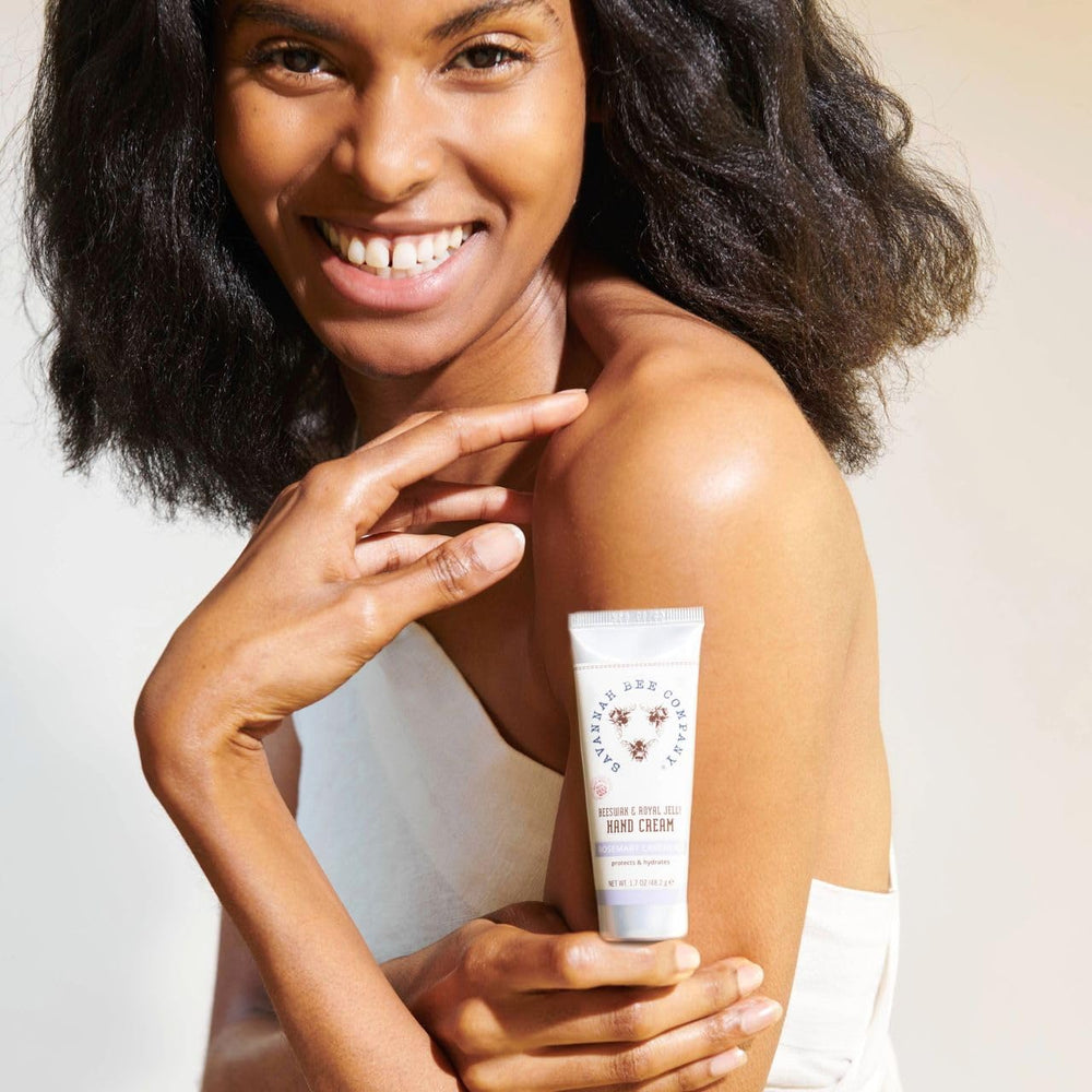 Savannah Bee Company cream texture close-up showing smooth, non-greasy moisturizing benefit