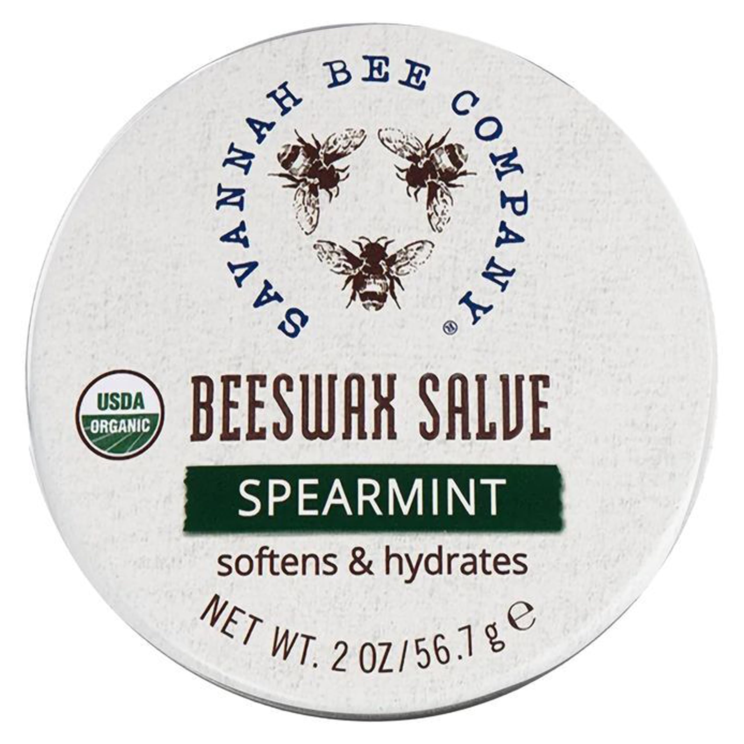 Savannah Bee Company tin front showing label and compact design for easy carry
