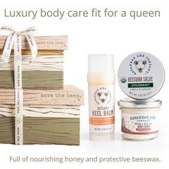 Savannah Bee Company tin tucked in a travel kit emphasizing portability and convenience