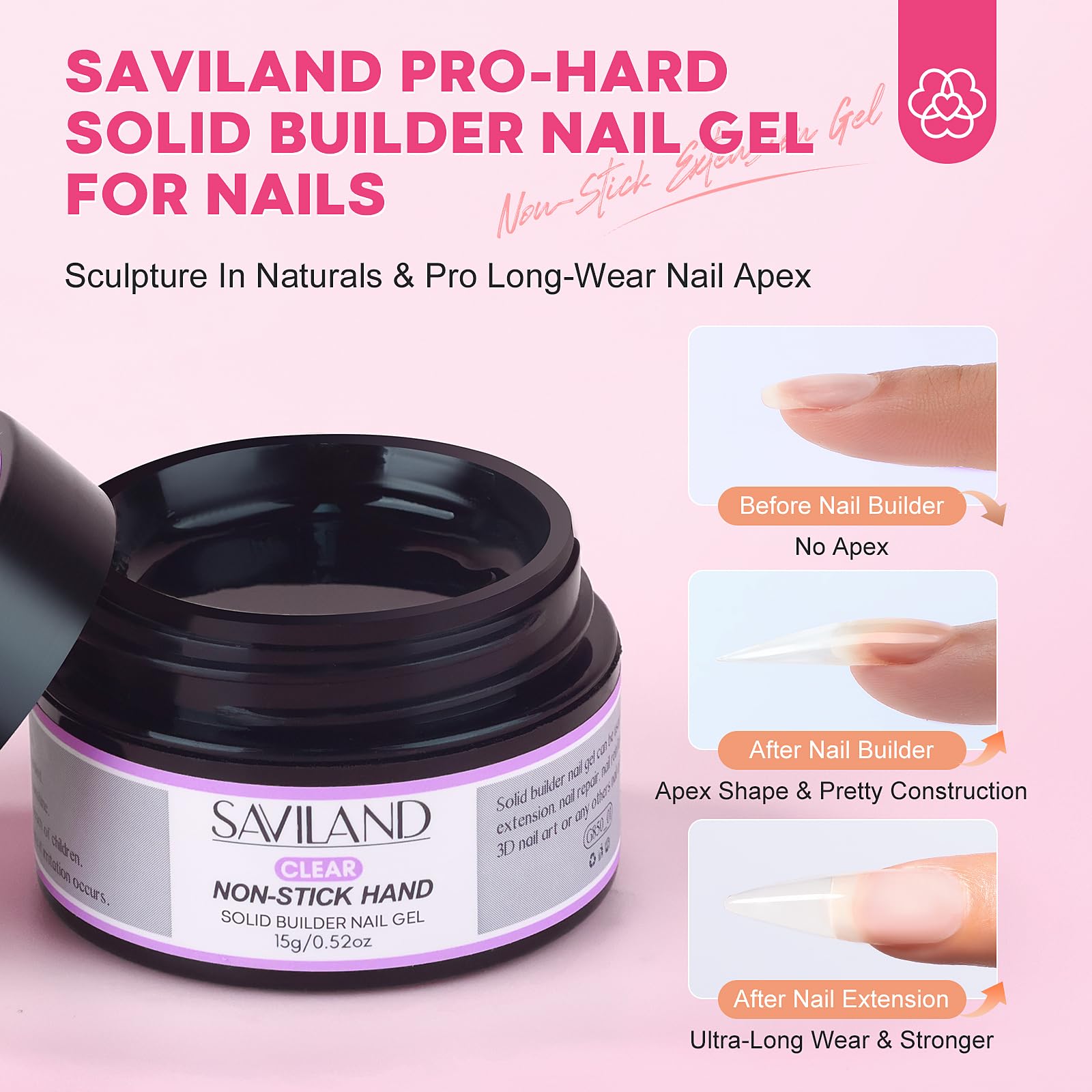 SAVILAND set of 60 acrylic nail tips displayed for extension sizing convenience