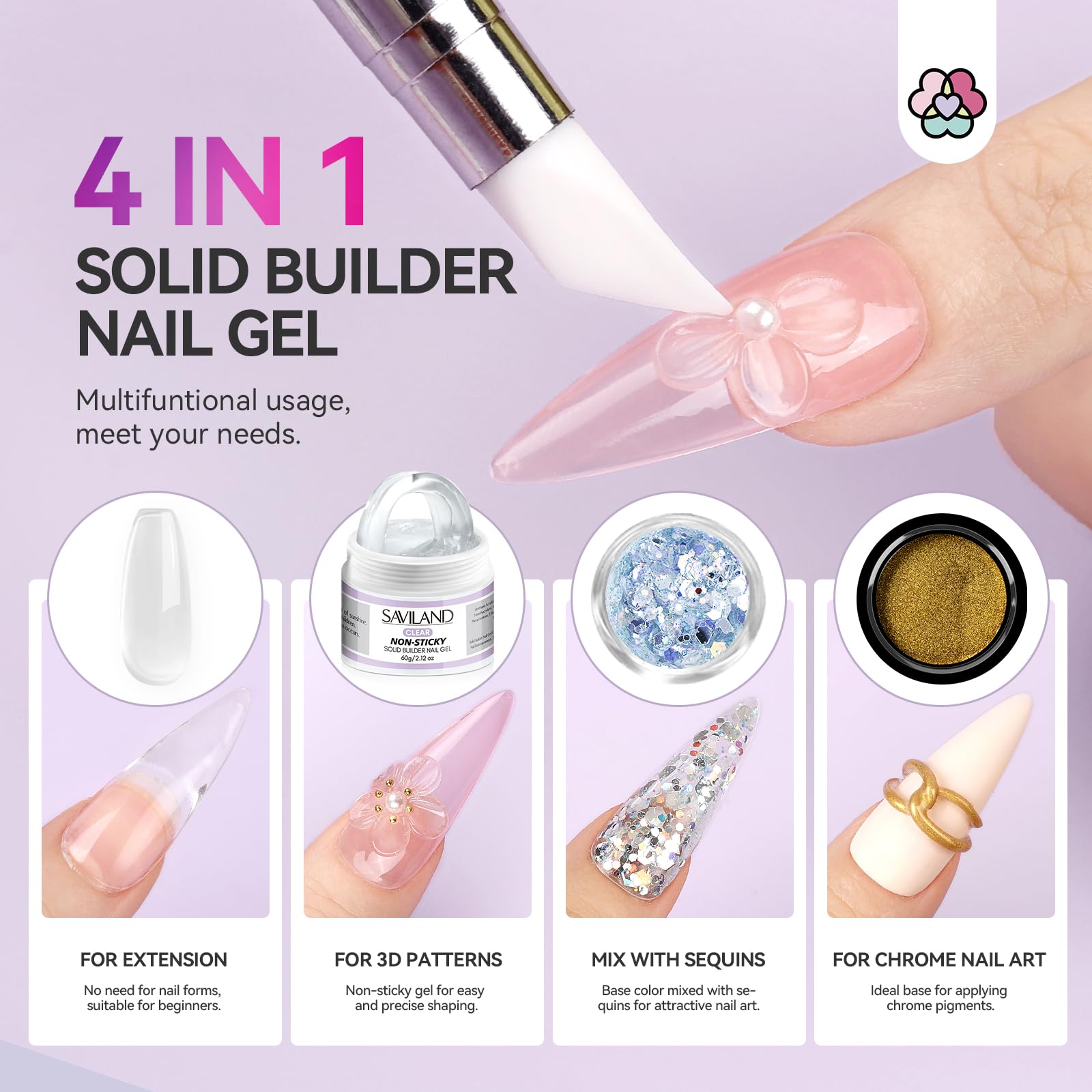 SAVILAND application in hand using fingers to extend gel—beginner friendly