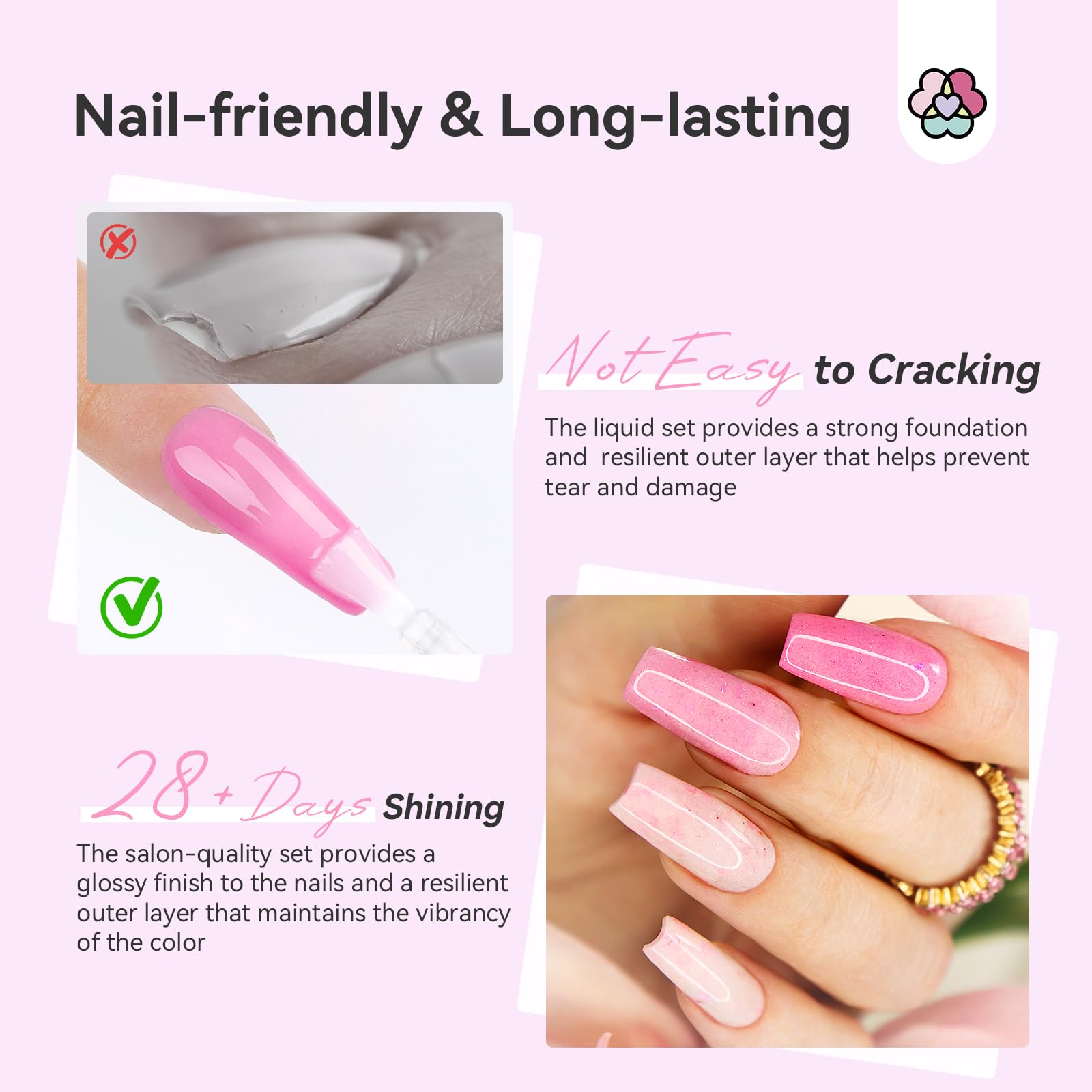 SAVILAND base bottle being poured onto a nail guide for strong adhesion benefit