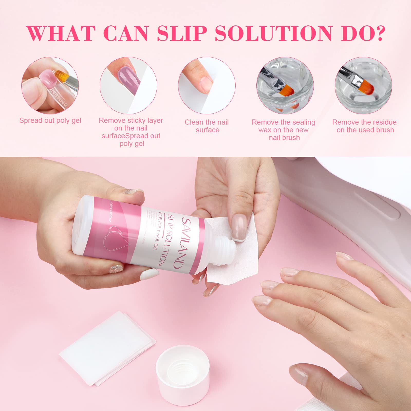 SAVILAND slip solution bottle top view showing cap and volume