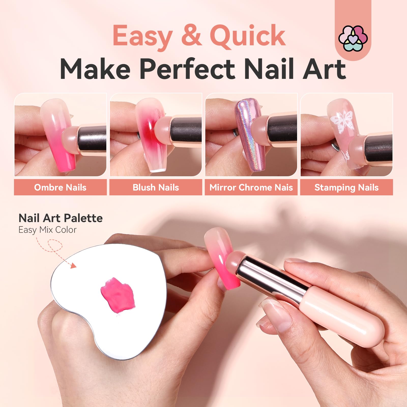 SAVILAND brush in use applying gradient on nail for consistent ombre results
