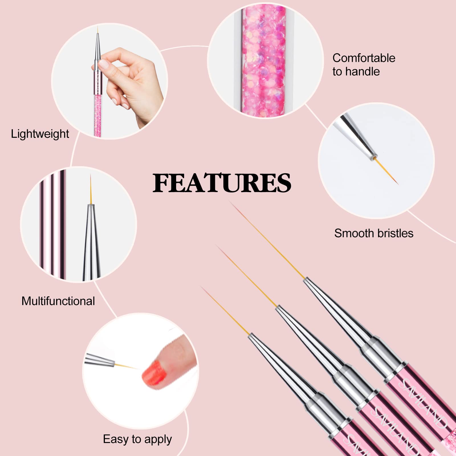 SAVILAND brush drawing thin nail art line for accurate designs