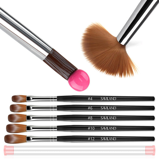 SAVILAND brush set front view showing five sizes and black handles for professional control