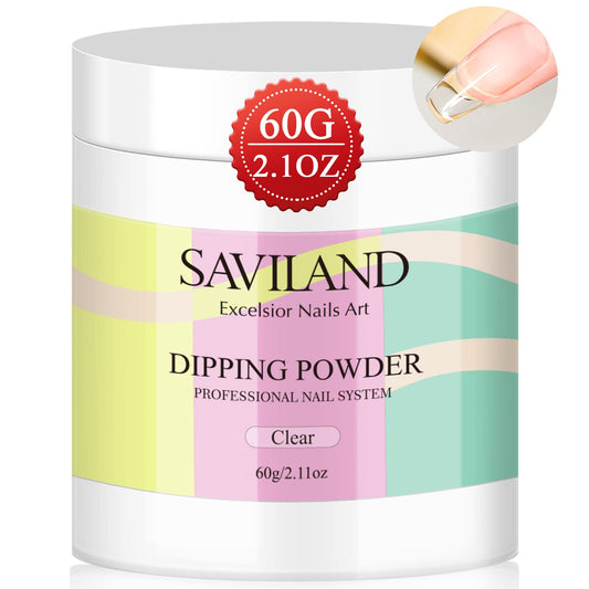 SAVILAND clear dip powder jar front view showing capacity benefit