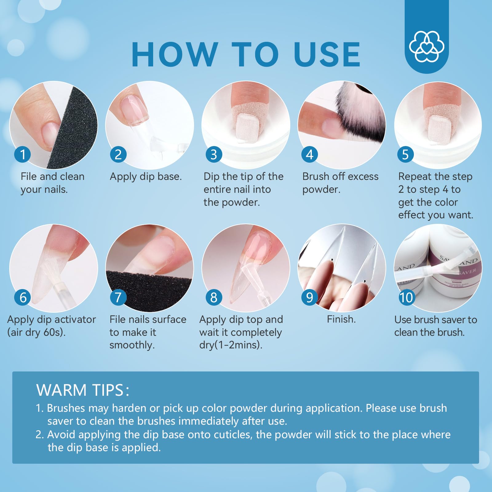 SAVILAND powder in home manicure setup showing beginner-friendly use