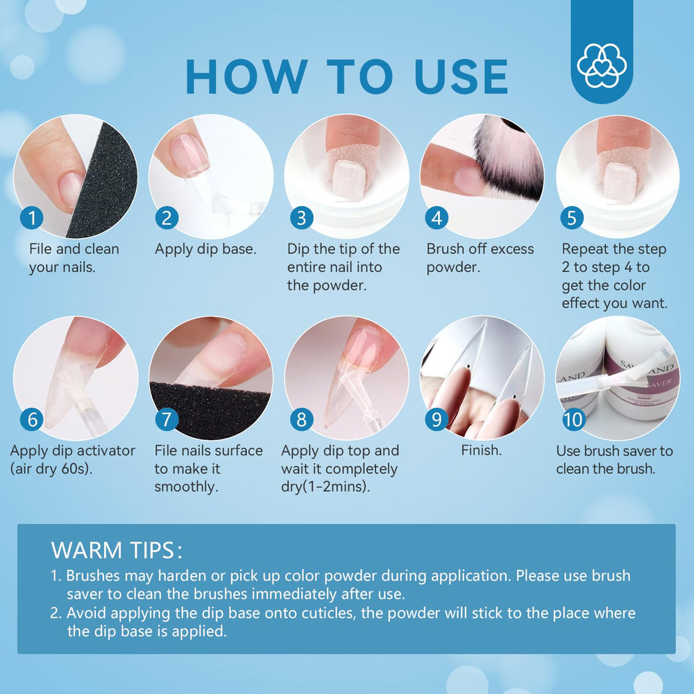 SAVILAND powder in home manicure setup showing beginner-friendly use