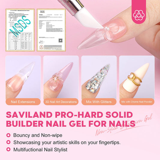 SAVILAND clear 15ml builder gel bottle close-up showing smooth texture and control