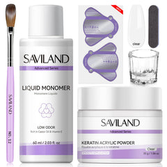 SAVILAND clear acrylic powder jar front showing fine texture and easy sculpting