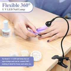 SAVILAND clip attached to desk showing secure mount for steady curing benefit