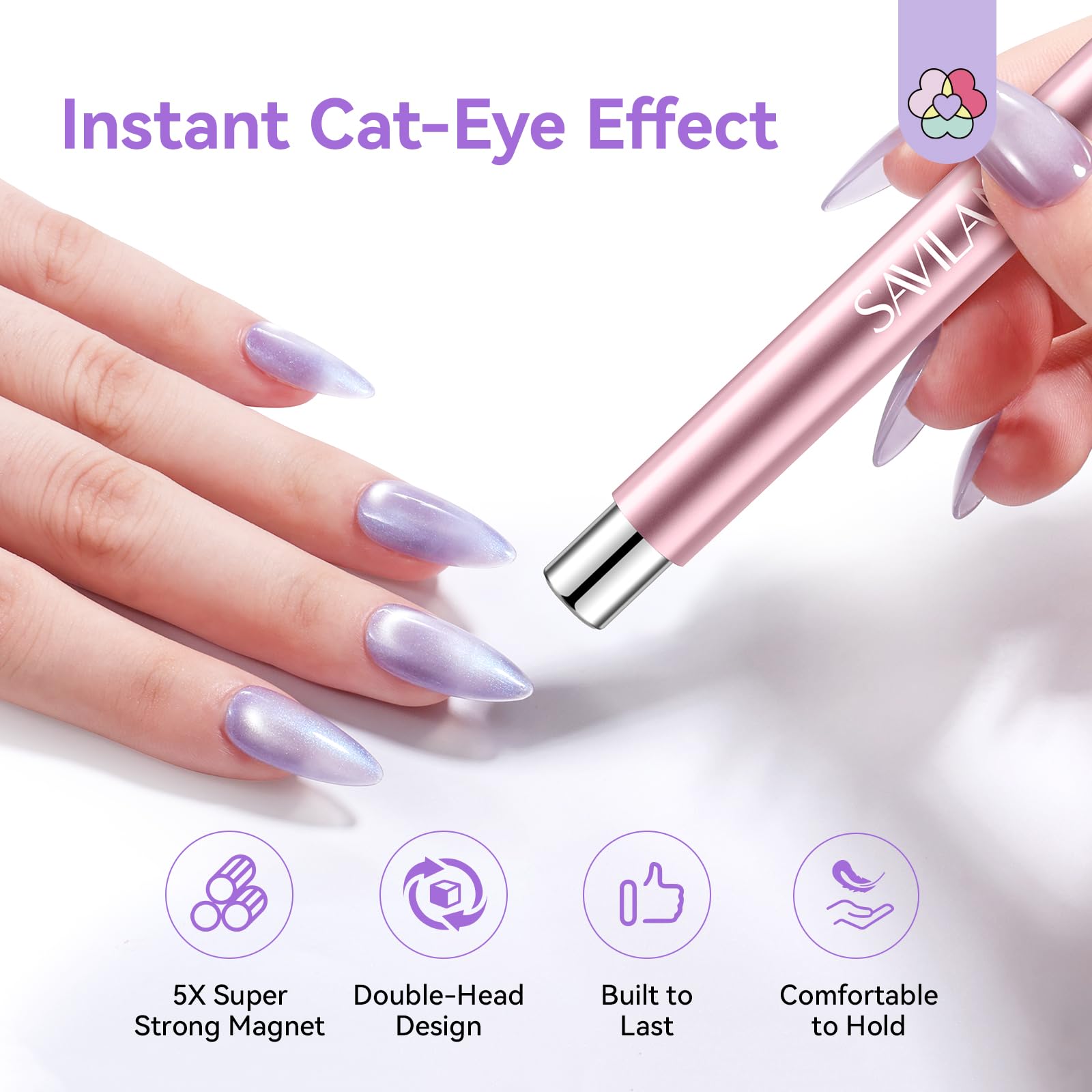 SAVILAND close-up of round magnetic bead focusing pigment for sharper cat-eye highlights