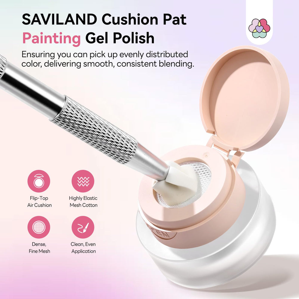 SAVILAND close-up of cushion sponge texture for even application benefit