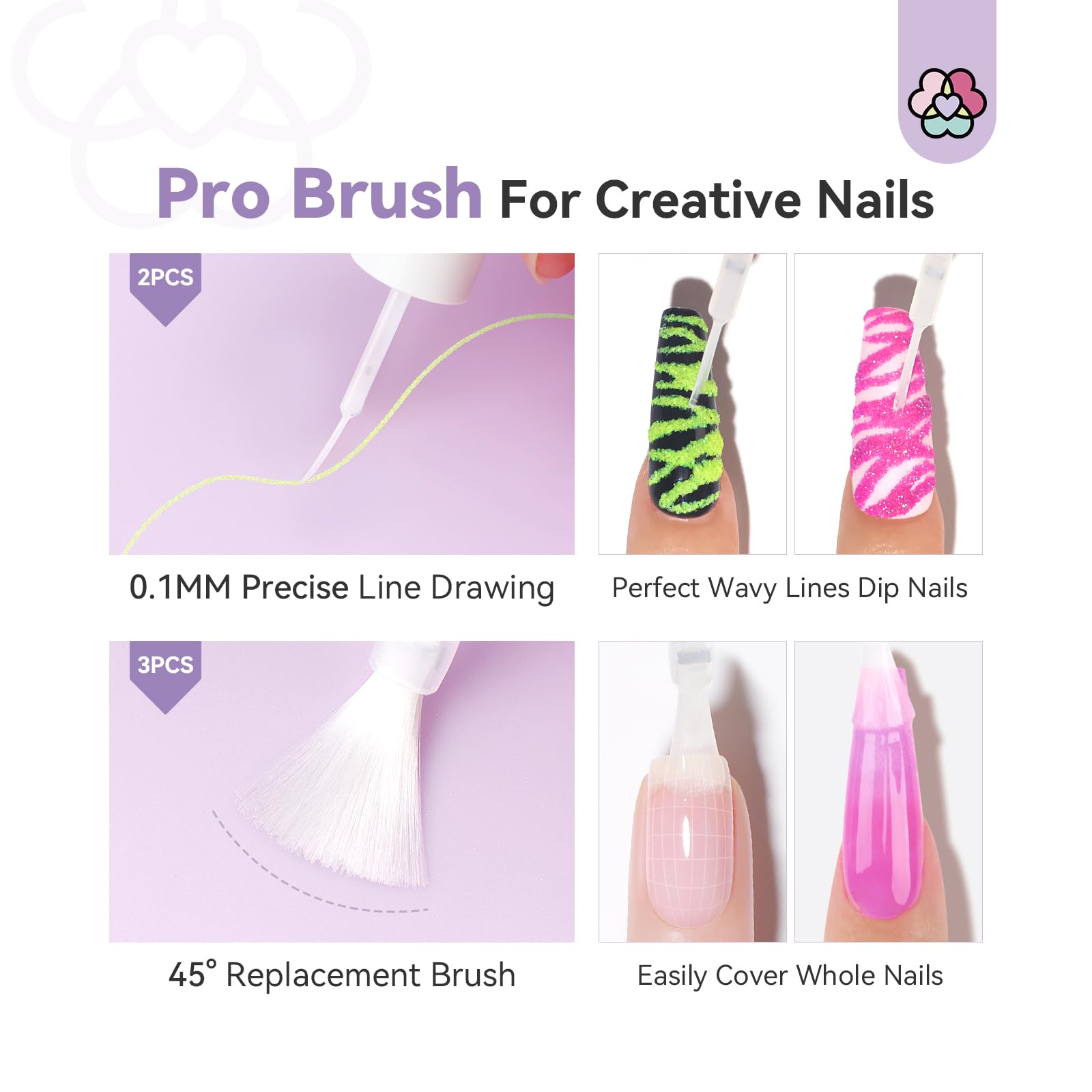 SAVILAND three replacement brushes for broad coverage and sustainable reuse