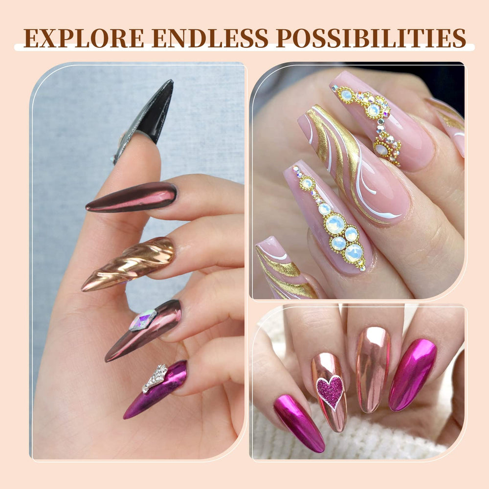 SAVILAND finished manicure with chrome and holographic shine, long-lasting salon-quality look