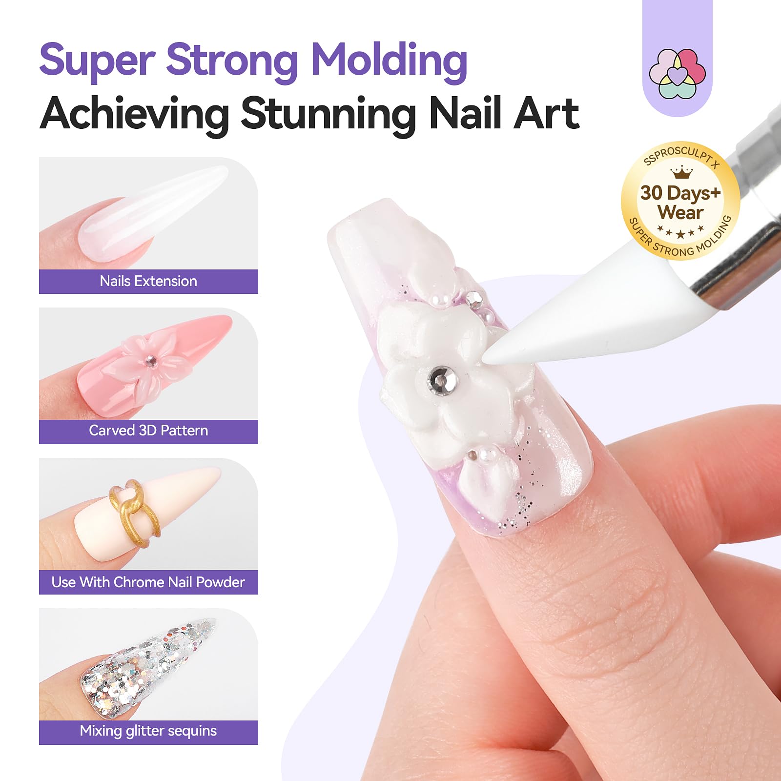 SAVILAND finished nail lifestyle shot demonstrating pearlescent effect and durable wear