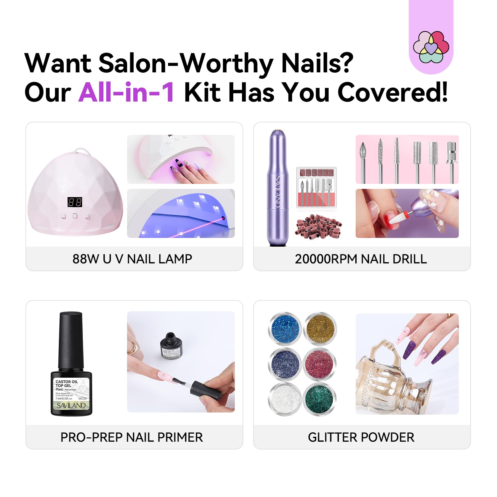 SAVILAND finished acrylic nails lifestyle image highlighting salon-quality results