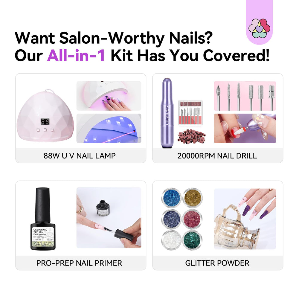 SAVILAND finished acrylic nails lifestyle image highlighting salon-quality results