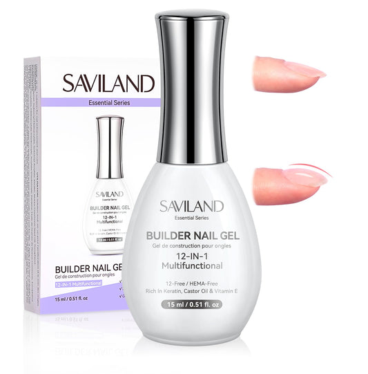 SAVILAND clear builder gel bottle front view showing product branding and convenience