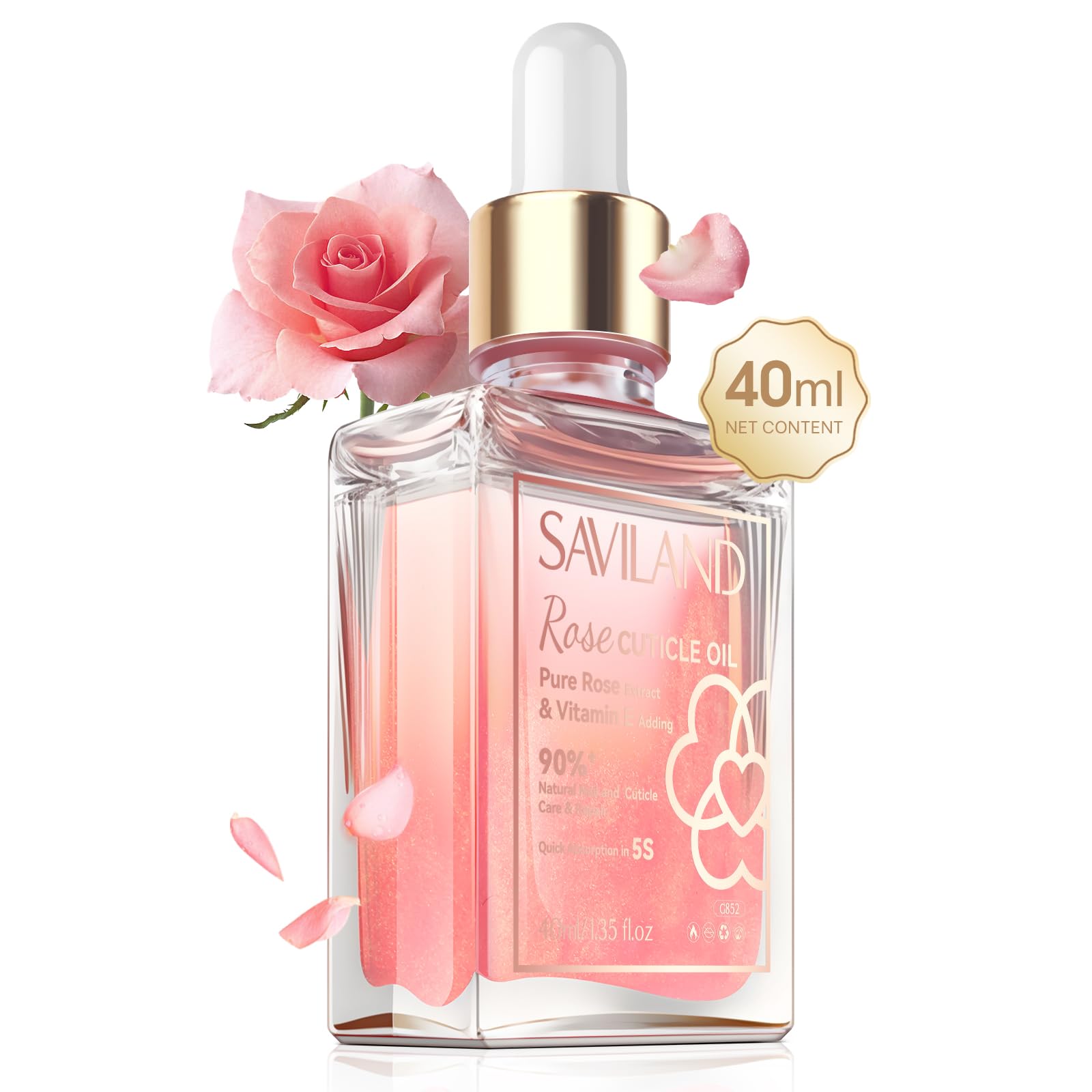 SAVILAND front bottle showing rosehip cuticle oil and clear branding benefits hydration