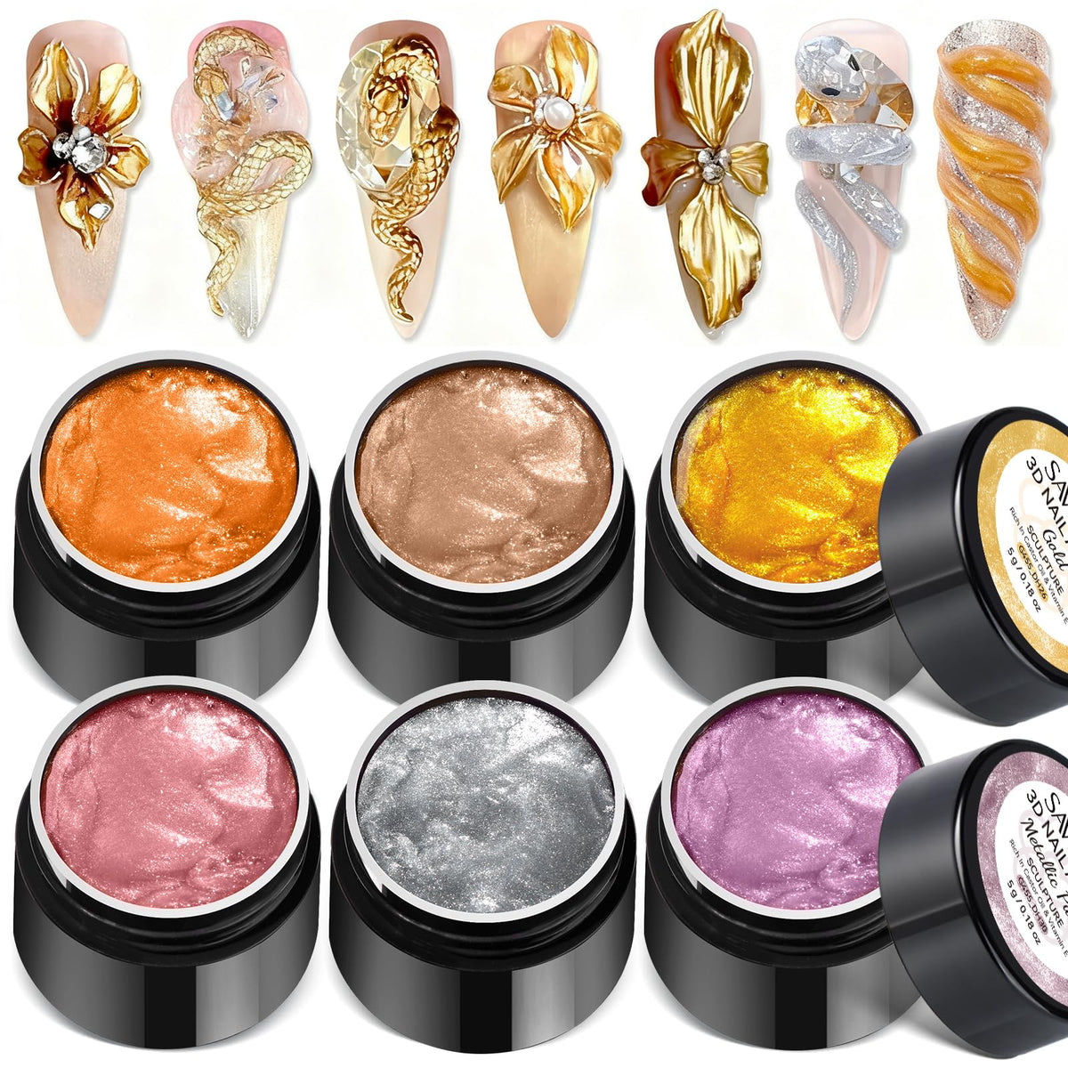 SAVILAND front packaging showing six metallic gel pots and clear labeling, ideal kit display
