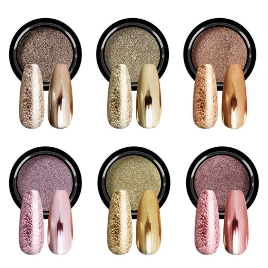 SAVILAND front packaging showing six chrome powder jars and color variety, professional results