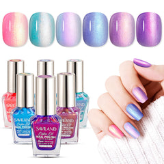 SAVILAND front packaging showing six ombre pearl nail polishes and benefit fast-dry