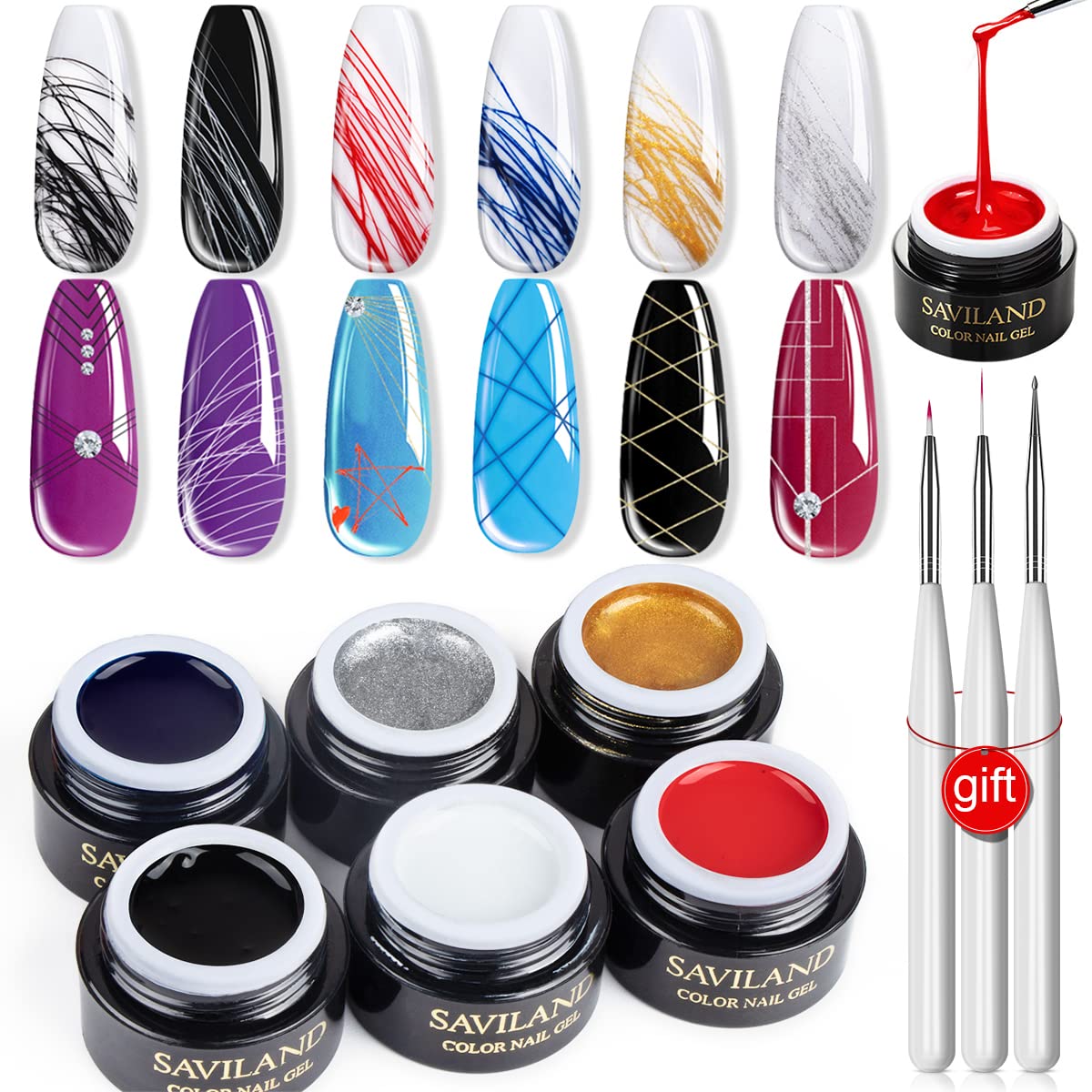 SAVILAND front packaging showing six spider gel bottles and elegant box for neat storage and gifting