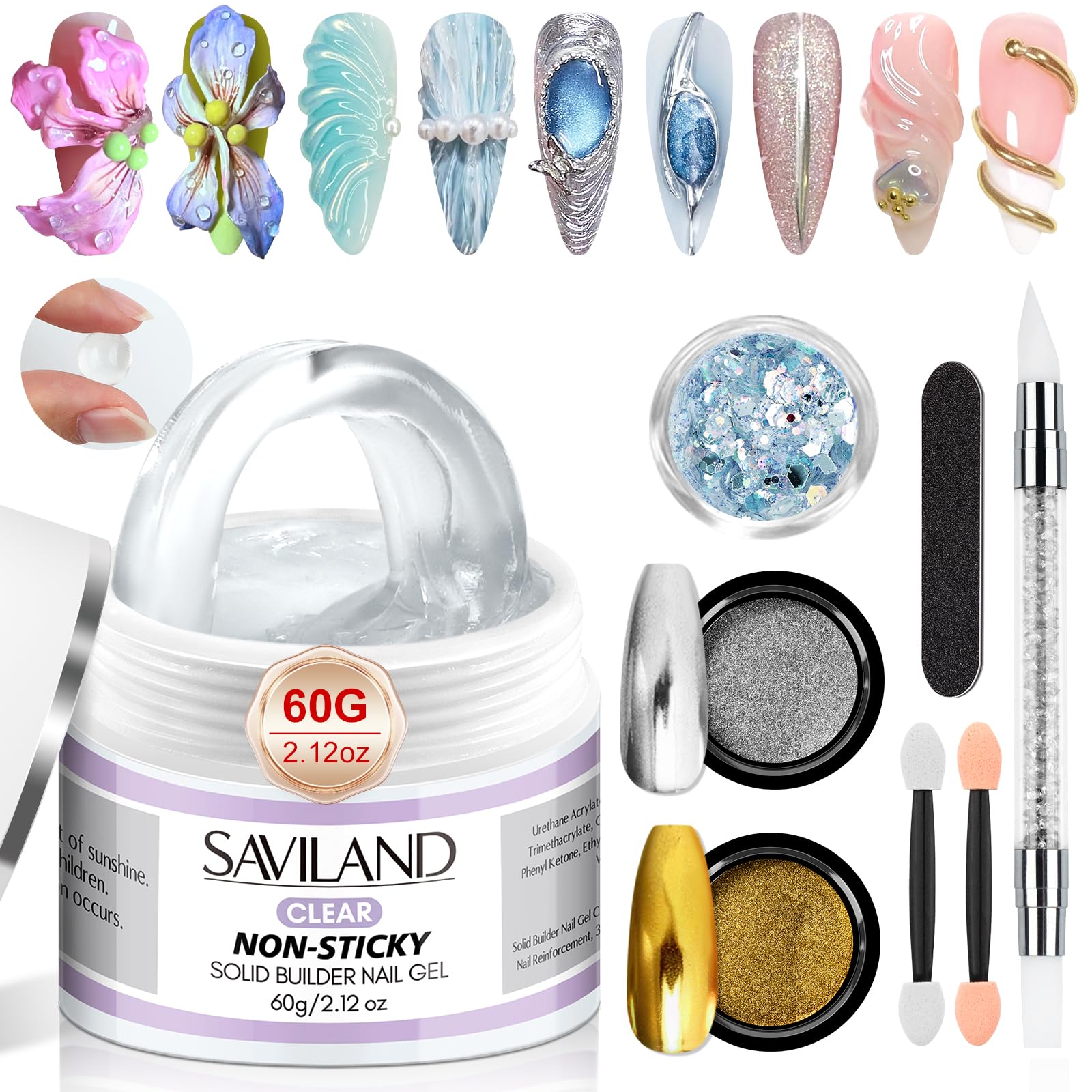 SAVILAND front packaging showing kit components and clear gel—easy home setup
