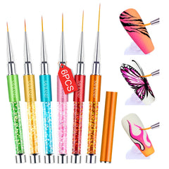 Saviland front packaging showing six liner brushes and elegant rhinestone handles for professional appeal