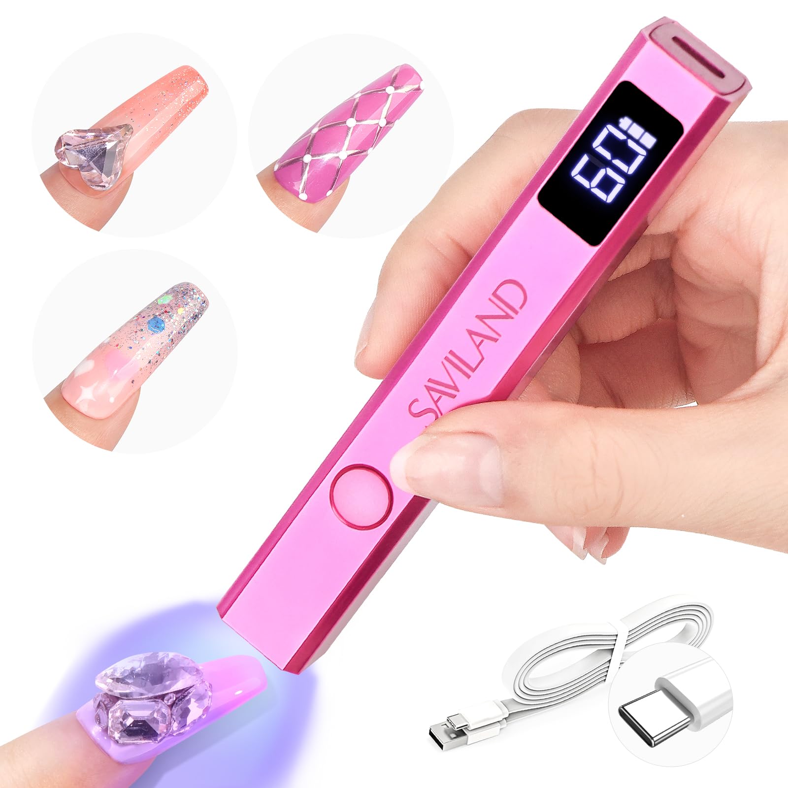SAVILAND front view showing compact UV lamp and ergonomic shape for portability