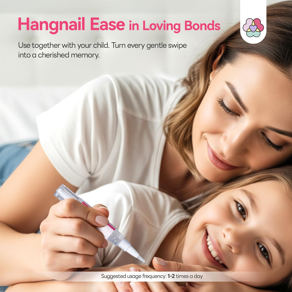 SAVILAND parent applying pen after bath to soothe and hydrate cuticles