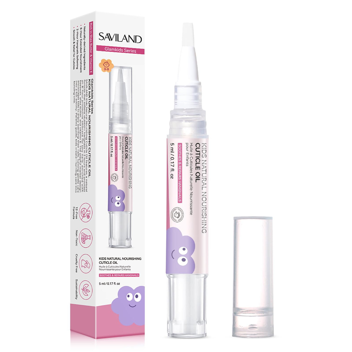 SAVILAND front packaging showing child-friendly pen and benefits