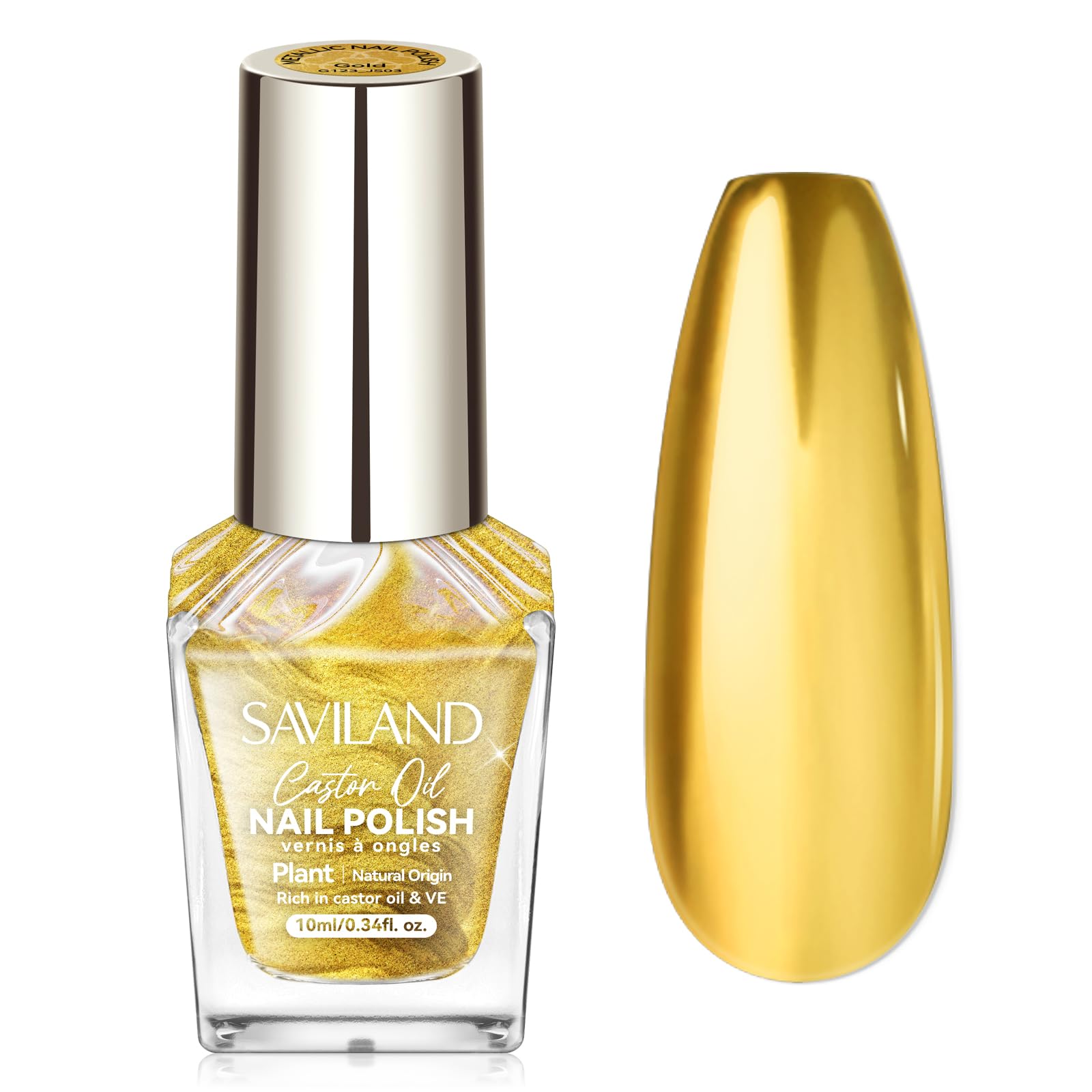 SAVILAND front bottle showing gold polish and easy-grip cap